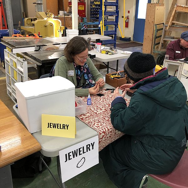 The jewelry repair table at the repair fair