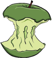Drawing of a green apple core