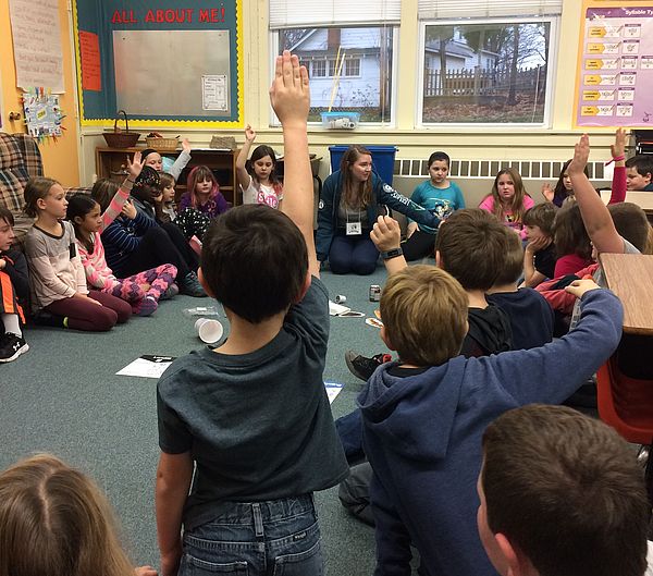 Students learning about recycling during an ACSWMD school visit