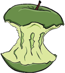 Drawing of a green apple core