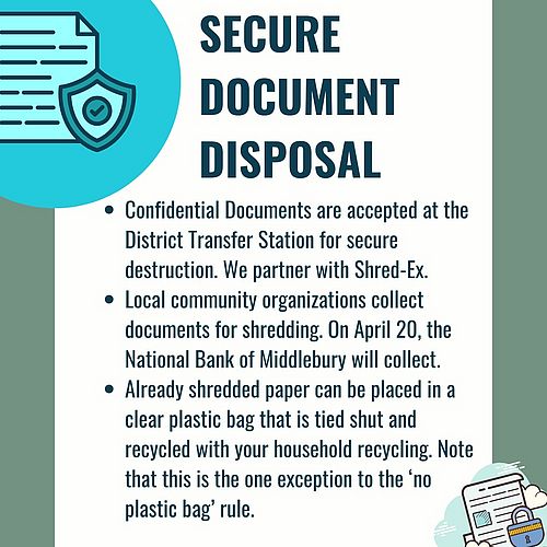 There are several options for disposing of confidential documents. The District Transfer Station accepts confidential...