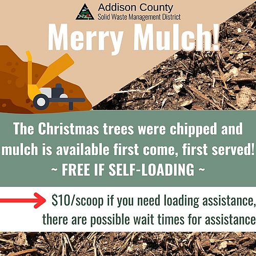 LIMITED QUANTITY: The Christmas trees were chipped! Piney, fragrant wood chip mulch is available for District residents...